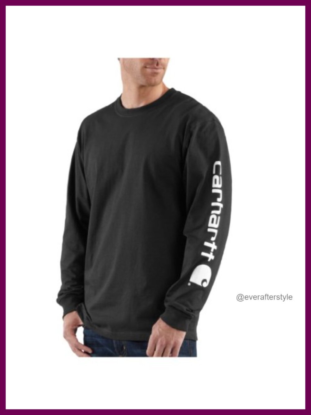 Carhartt Dearborn Loose Fit Long Sleeve Logo T-Shirt Cotton Jersey Crew Neck